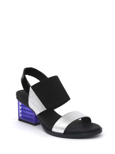 1020822903 Mid Rise Slingback ,Босоножки женские,лак/текстиль/кожа черный/серебряный арт. 5UN.UN53888.K