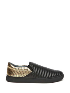 1003730946A15 slip on mens,Кеды мужские,кожа/текстиль черный/золотой арт. 2UN.UN44093.K